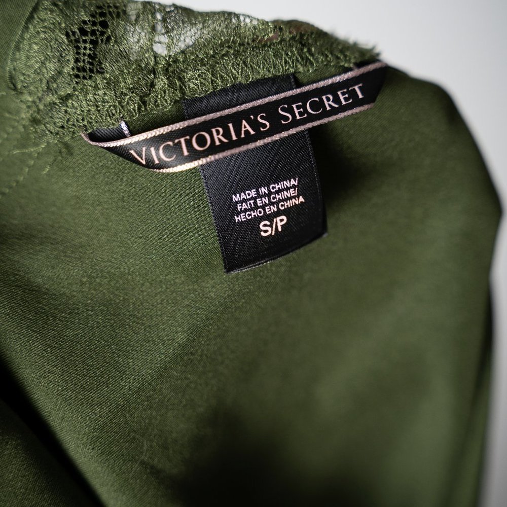 Victoria's Secret Vintage Green Satin Chemise • S - Picture 2 of 5